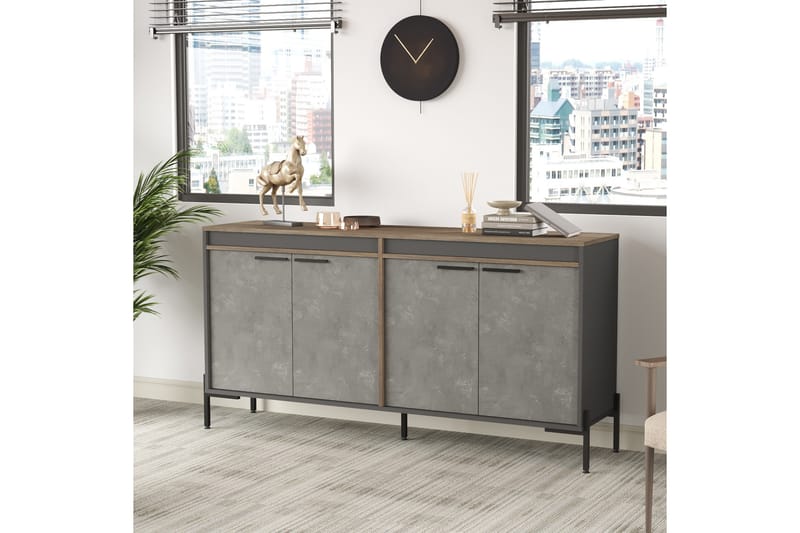 Desgrar Sideboard 46x184 cm - Brun/Betonggrå/Antrasitt - Oppbevaring - Oppbevaringsmøbler - Sideboard & skjenker