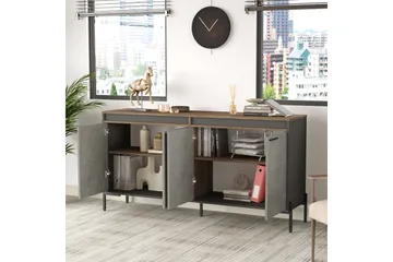 Desgrar Sideboard 46x184 cm - Brun/Betonggrå/Antrasitt - Oppbevaring - Oppbevaringsmøbler - Sideboard & skjenker