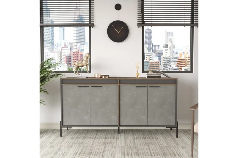 Desgrar Sideboard 46x184 cm - Brun/Betonggrå/Antrasitt - Oppbevaring - Oppbevaringsmøbler - Sideboard & skjenker