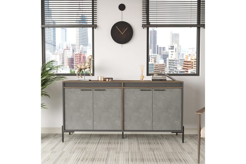 Desgrar Sideboard 46x184 cm - Brun/Betonggrå/Antrasitt - Oppbevaring - Oppbevaringsmøbler - Sideboard & skjenker