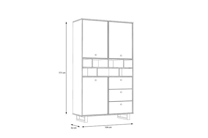 Donmills Sideboard 187x105 cm - Brun/Svart - Sideboard & skjenker