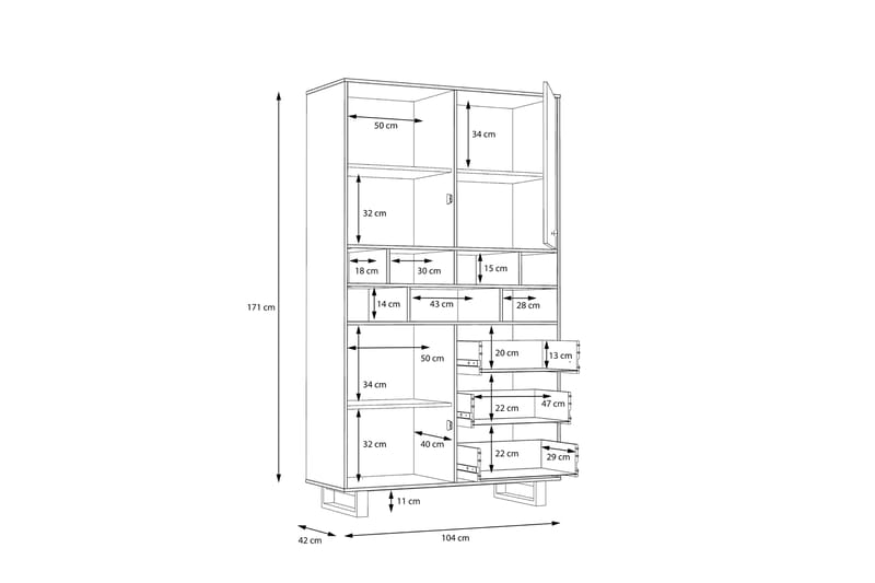 Donmills Sideboard 187x105 cm - Brun/Svart - Sideboard & skjenker