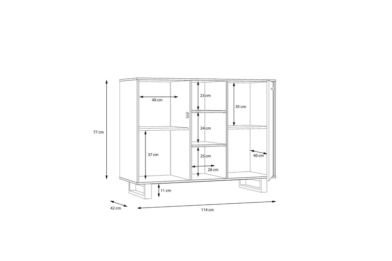 Donmills Sideboard 88x114 cm - Brun/Svart - Sideboard & skjenker
