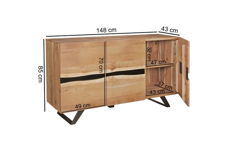 Dowlats Skjenk 148x43 cm - Brun - Oppbevaring - Oppbevaringsmøbler - Sideboard & skjenker