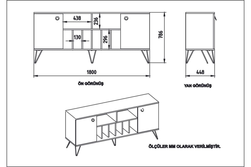 Dregrich Sidebord 180 cm - Valnøtt|Svart - Oppbevaring - Oppbevaringsmøbler - Sideboard & skjenker