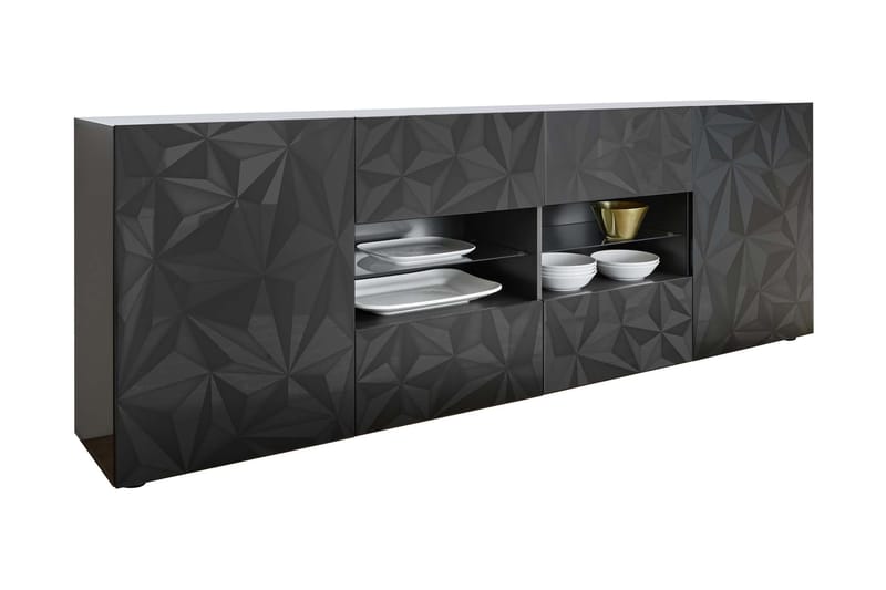 Fasett Skjenk 241 cm med 4 Åpne Hyller - Grå - Oppbevaring - Oppbevaringsmøbler - Sideboard & skjenker