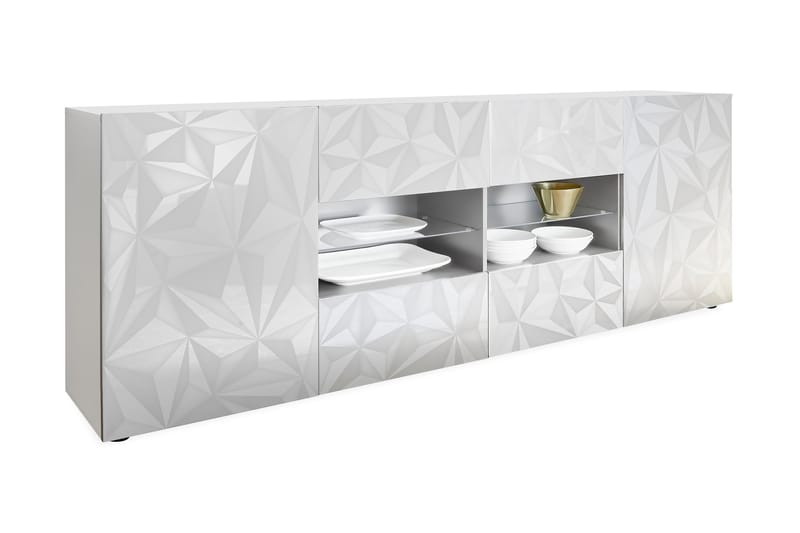 Fasett Skjenk 241 cm med 4 Åpne Hyller - Hvit - Oppbevaring - Oppbevaringsmøbler - Sideboard & skjenker