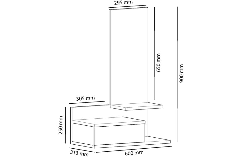 Filford Sideboard 60 cm - Antracit/Eik - Oppbevaring - Oppbevaringsmøbler - Sideboard & skjenker