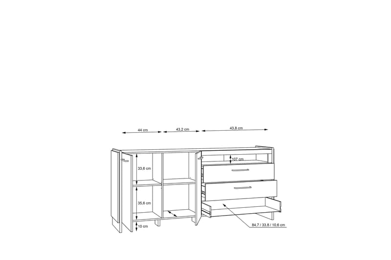 Gevgelija Sideboard 41x187 cm - Brun/Svart - Sideboard & skjenker
