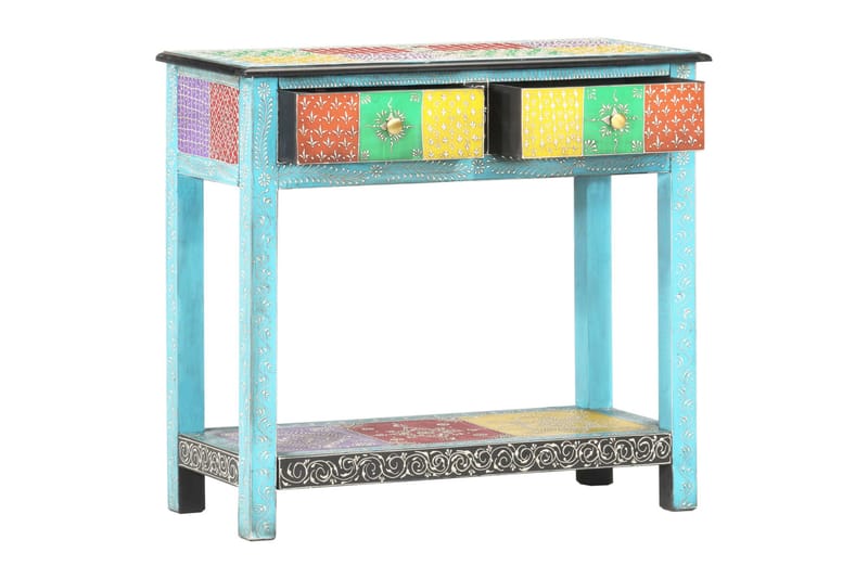 Håndmalt konsollbord 80x35x75 cm heltre mango - Flerfarget - Oppbevaring - Oppbevaringsmøbler - Sideboard & skjenker