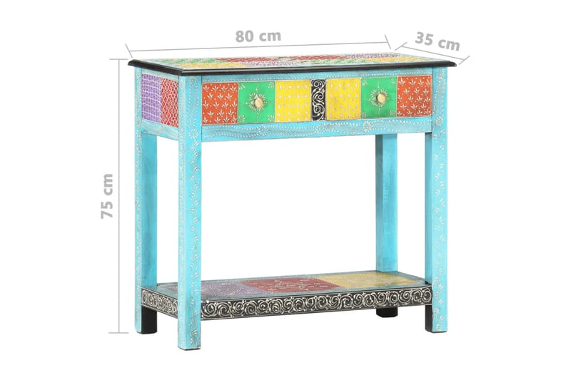 Håndmalt konsollbord 80x35x75 cm heltre mango - Flerfarget - Oppbevaring - Oppbevaringsmøbler - Sideboard & skjenker