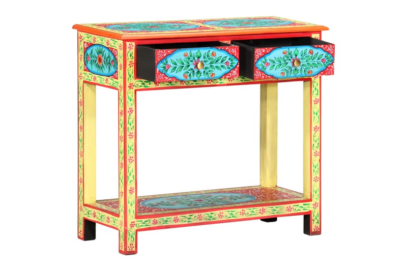 Håndmalt konsollbord 80x35x75 cm heltre mango - Flerfarget - Oppbevaring - Oppbevaringsmøbler - Sideboard & skjenker