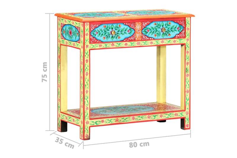 Håndmalt konsollbord 80x35x75 cm heltre mango - Flerfarget - Oppbevaring - Oppbevaringsmøbler - Sideboard & skjenker