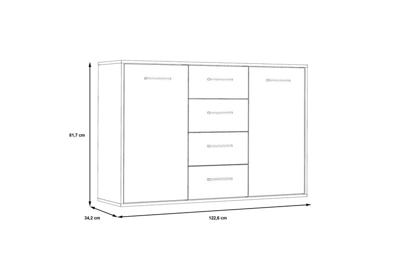 Haba Skjenk 34x123 cm i Tre - Hvit - Oppbevaring - Oppbevaringsmøbler - Sideboard & skjenker