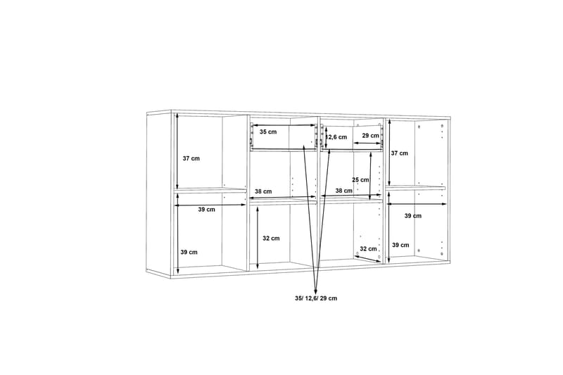 Haba Skjenk 34x162 cm - Brun / Hvit - Oppbevaring - Oppbevaringsmøbler - Sideboard & skjenker