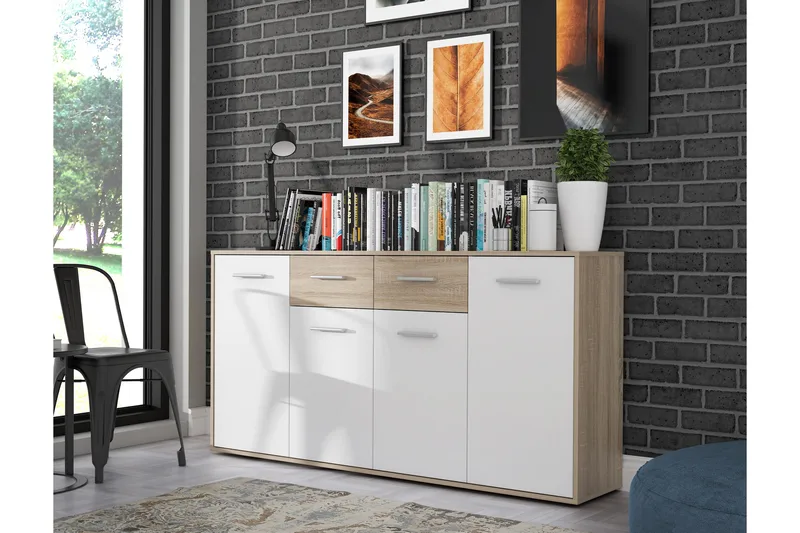 Haba Skjenk 34x162 cm - Brun / Hvit - Oppbevaring - Oppbevaringsmøbler - Sideboard & skjenker