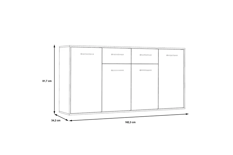 Haba Skjenk 34x162 cm - Hvit - Oppbevaring - Oppbevaringsmøbler - Sideboard & skjenker