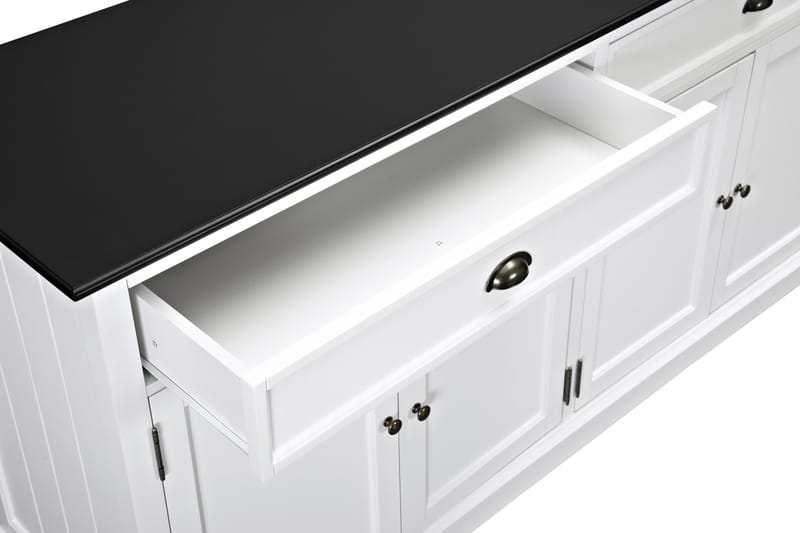 Hampton Skjenk 170 cm 4 Dører 2 Skuffer - Hvit/Svart - Oppbevaring - Oppbevaringsmøbler - Sideboard & skjenker