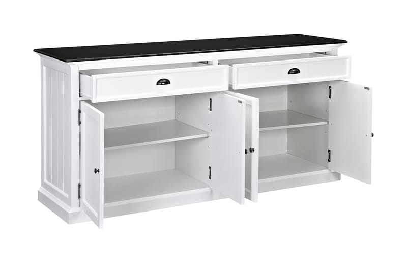 Hampton Skjenk 170 cm 4 Dører 2 Skuffer - Hvit/Svart - Sideboard & skjenker