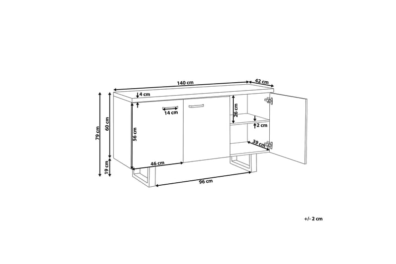 Harvley Skjenk med 3 Dører - Tre/Natur - Oppbevaring - Oppbevaringsmøbler - Sideboard & skjenker