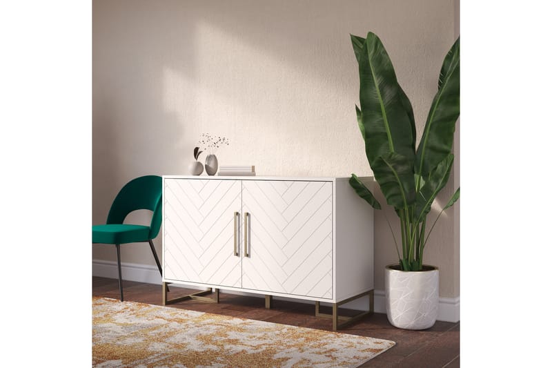 Herringbone Skjenk 122x48 cm Hvit - CosmoLiving - Oppbevaring - Oppbevaringsmøbler - Sideboard & skjenker