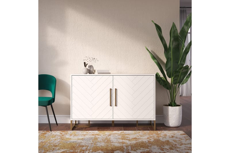 Herringbone Skjenk 122x48 cm Hvit - CosmoLiving - Oppbevaring - Oppbevaringsmøbler - Sideboard & skjenker