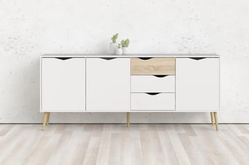 Hostafranc skjenk 40x196 cm - Hvit|Natur - Oppbevaring - Oppbevaringsmøbler - Sideboard & skjenker