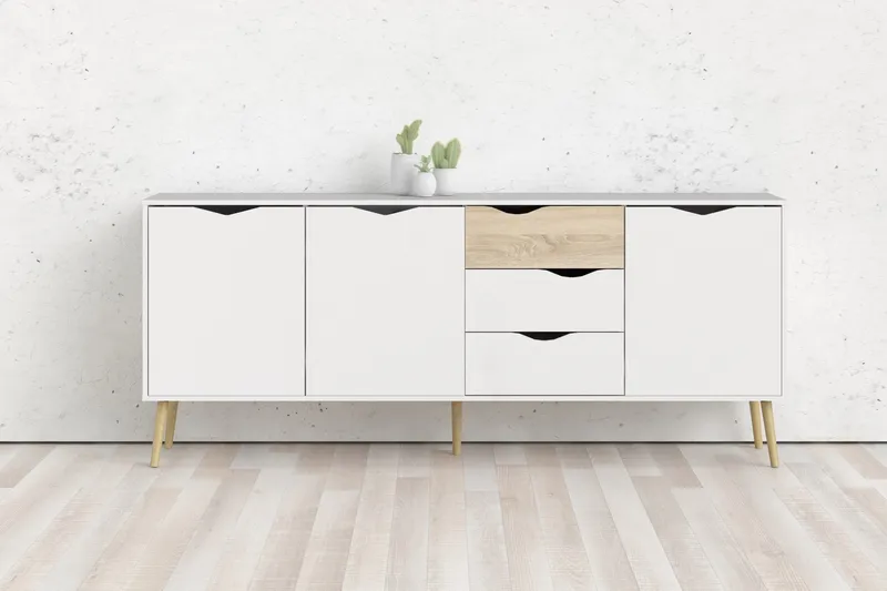 Hostafranc skjenk 40x196 cm - Hvit|Natur - Oppbevaring - Oppbevaringsmøbler - Sideboard & skjenker