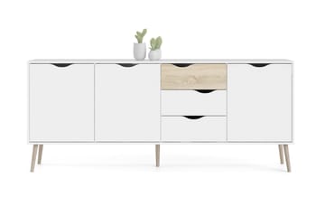 Hostafranc skjenk 40x196 cm - Hvit|Natur - Oppbevaring - Oppbevaringsmøbler - Sideboard & skjenker