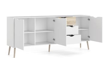 Hostafranc skjenk 40x196 cm - Hvit|Natur - Oppbevaring - Oppbevaringsmøbler - Sideboard & skjenker