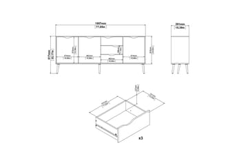 Hostafranc skjenk 40x196 cm - Hvit|Natur - Oppbevaring - Oppbevaringsmøbler - Sideboard & skjenker