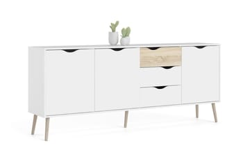Hostafranc skjenk 40x196 cm - Hvit|Natur - Oppbevaring - Oppbevaringsmøbler - Sideboard & skjenker