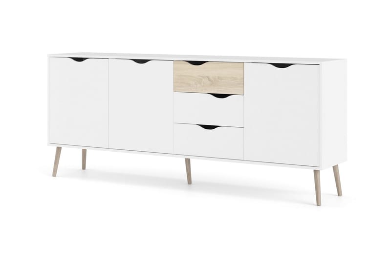 Hostafranc skjenk 40x196 cm - Hvit|Natur - Oppbevaring - Oppbevaringsmøbler - Sideboard & skjenker