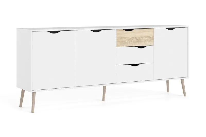Hostafranc skjenk 40x196 cm - Hvit|Natur - Oppbevaring - Oppbevaringsmøbler - Sideboard & skjenker