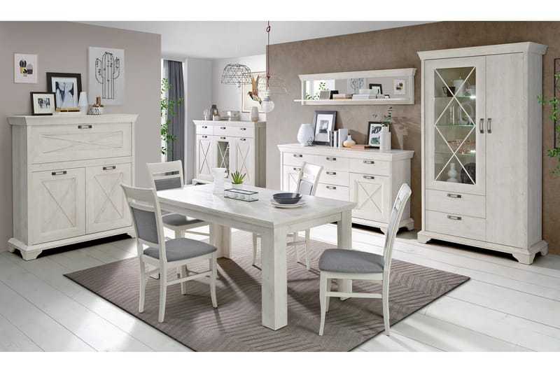 Hurlston Highboard 178 cm - Hvit - Oppbevaring - Oppbevaringsmøbler - Sideboard & skjenker