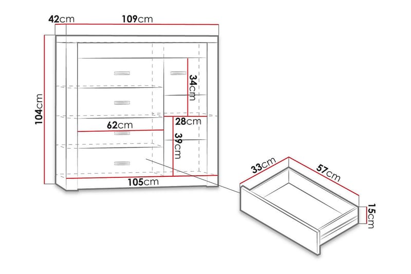 Indianapolis Skjenk 109x42x104 cm - Oppbevaring - Oppbevaringsmøbler - Sideboard & skjenker