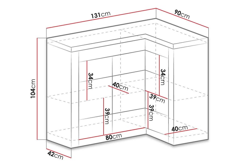 Indianapolis Skjenk 131x42x104 cm - Oppbevaring - Oppbevaringsmøbler - Sideboard & skjenker