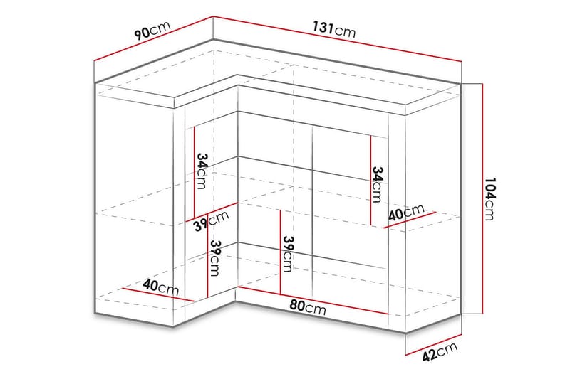 Indianapolis Skjenk 131x42x104 cm - Oppbevaring - Oppbevaringsmøbler - Sideboard & skjenker