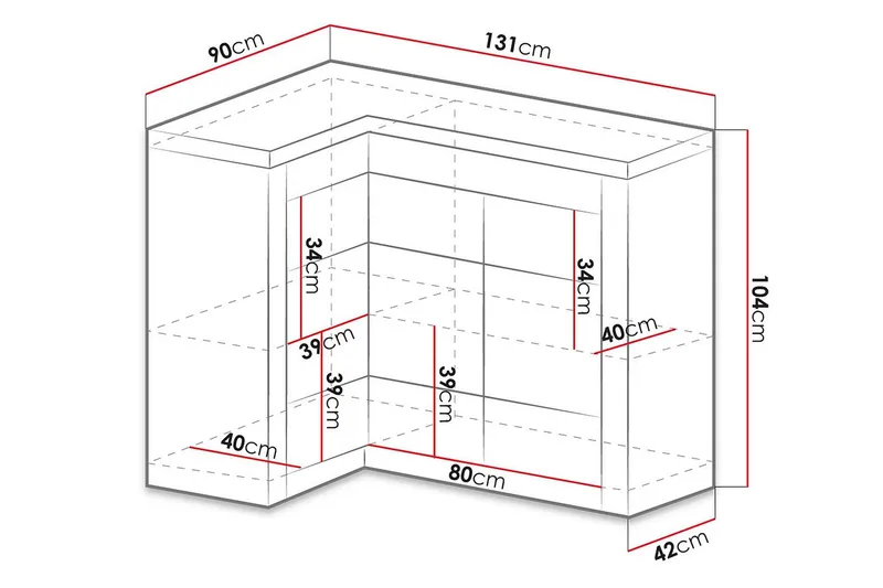 Indianapolis Skjenk 131x42x104 cm - Oppbevaring - Oppbevaringsmøbler - Sideboard & skjenker