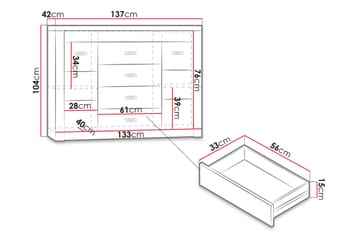 Indianapolis Skjenk 137x42x104 cm - Beige / Brun - Oppbevaring - Oppbevaringsmøbler - Sideboard & skjenker