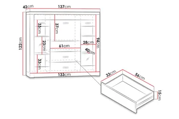 Indianapolis Skjenk 137x42x122 cm - Oppbevaring - Oppbevaringsmøbler - Sideboard & skjenker