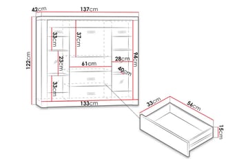 Indianapolis Skjenk 137x42x122 cm - Oppbevaring - Oppbevaringsmøbler - Sideboard & skjenker