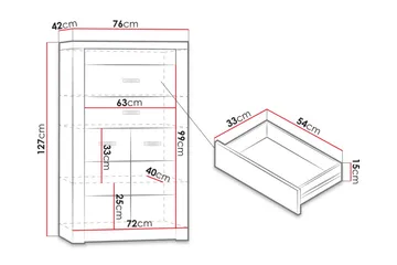 Indianapolis Skjenk 76x42x127 cm - Oppbevaring - Oppbevaringsmøbler - Sideboard & skjenker