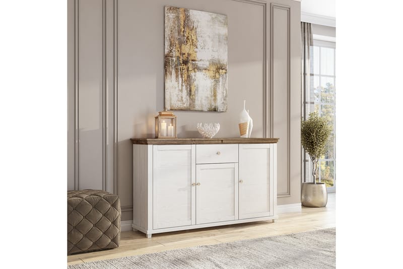 Ivreri Sideboard 42x160 cm - Hvit/Natur - Sideboard & skjenker