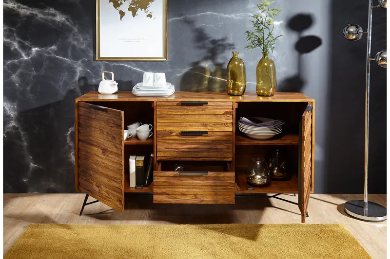 Kimbal Skjenk 160x40 cm i Tre med Metallben - Brun - Oppbevaring - Oppbevaringsmøbler - Sideboard & skjenker