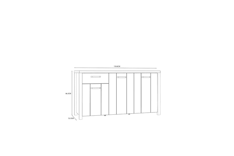 Konitsa Sideboard 52x160 cm - Brun/Svart - Oppbevaring - Oppbevaringsmøbler - Sideboard & skjenker
