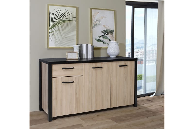 Konitsa Sideboard 52x160 cm - Brun/Svart - Oppbevaring - Oppbevaringsmøbler - Sideboard & skjenker