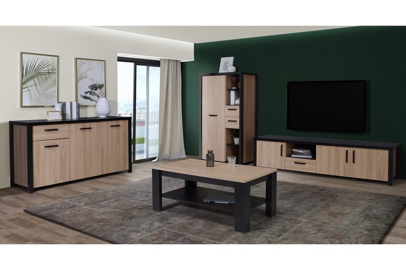 Konitsa Sideboard 52x160 cm - Brun/Svart - Oppbevaring - Oppbevaringsmøbler - Sideboard & skjenker