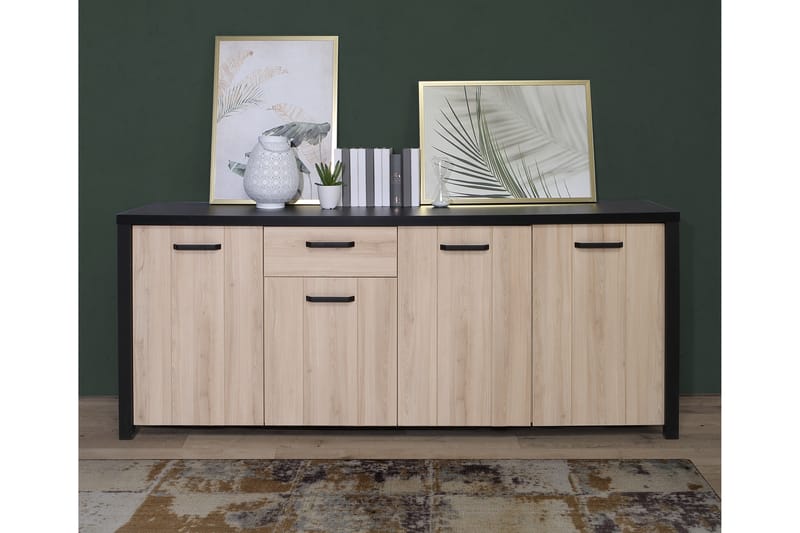 Konitsa Sideboard 52x210 cm - Brun/Svart - Oppbevaring - Oppbevaringsmøbler - Sideboard & skjenker