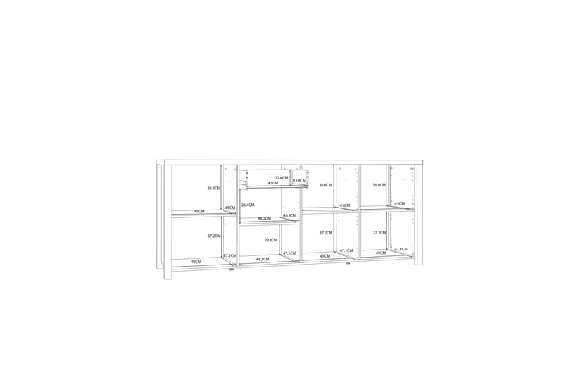 Konitsa Sideboard 52x210 cm - Brun/Svart - Oppbevaring - Oppbevaringsmøbler - Sideboard & skjenker